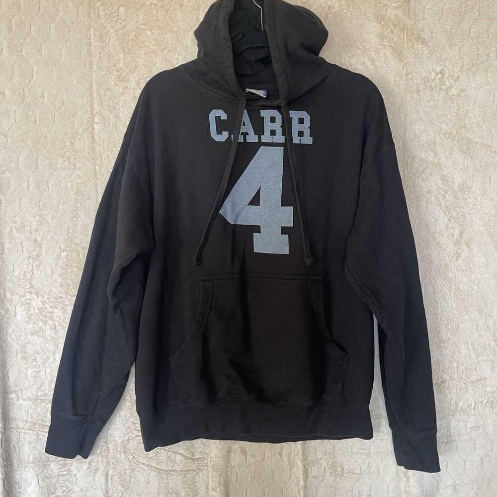 RAIDERS CARR‎ 4 BACK LOGO HOODIE BLACK PULLOVER OAKLAND NATION LAS VEGAS